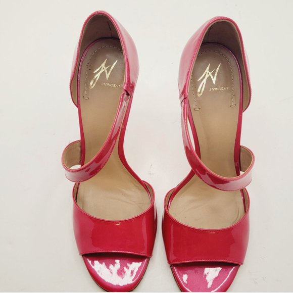 J. Vincent Pink Ivy Patent Leather Open Toe Heel Sandals - Picture 2 of 7